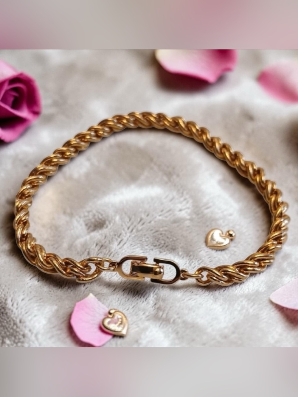 Christian Dior Gold Plated Spiral Chain Bracelet 7.25. COA